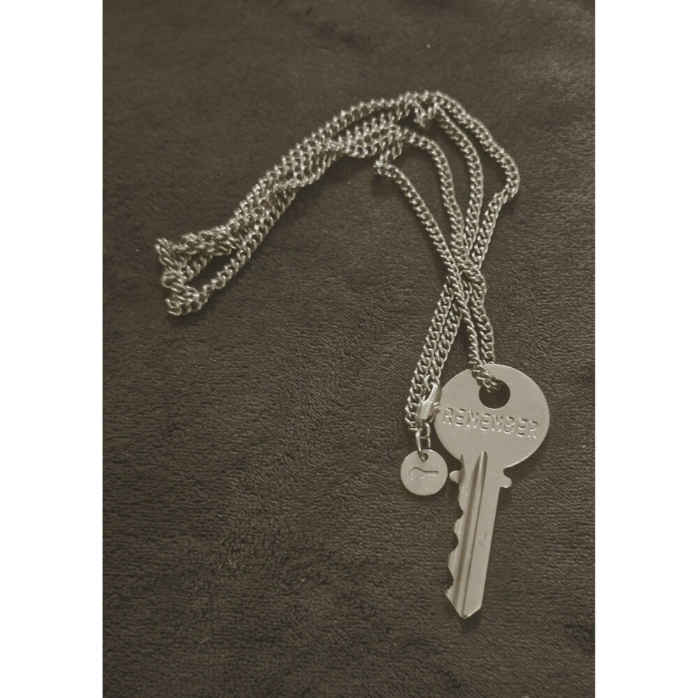 The Giving Keys REMEMBER Classic Hand Stamped Key Necklace Silver Tone